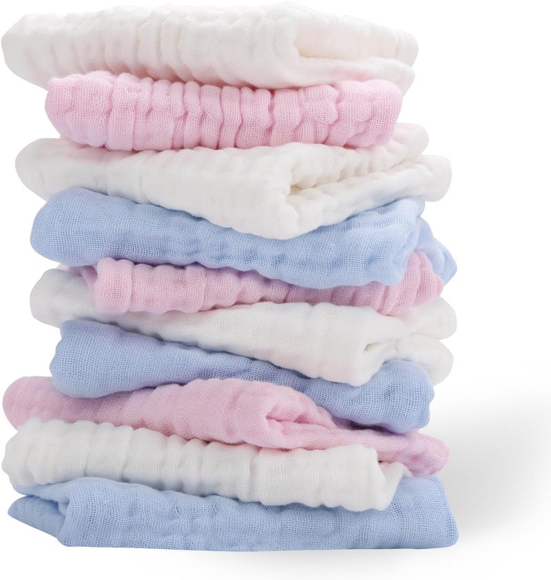 Arnzion 10 Pack Muslin Burp Cloths - 17"x9" 6-Layer 100% Cotton - Ultra Soft & Super Absorbent for Baby Spit Up & Drool - Gentle Burping Cloths for Newborn Boys & Girls, Essential Baby Items - Image 1